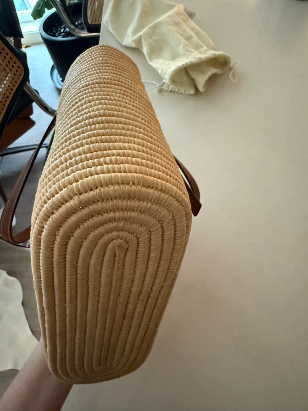 Loewe Natural Straw Tote with Brown Leather Trim - Picture 10 of 14